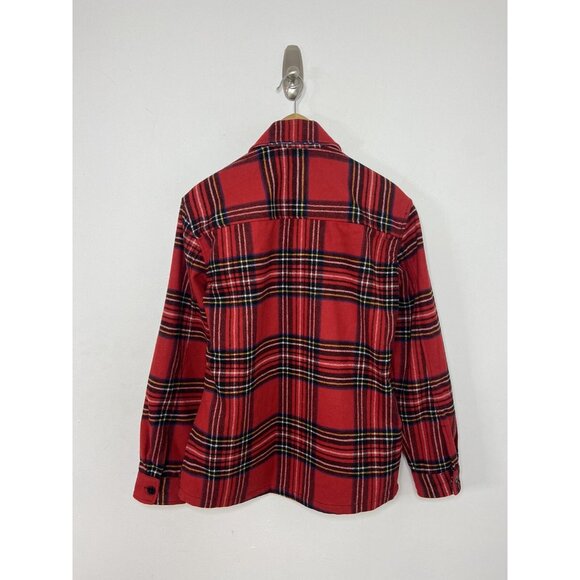 Frank And Oak Men S Wool Blend Red Buffalo Plaid Shacket Button Jacket Heavy - Picture 2 of 9